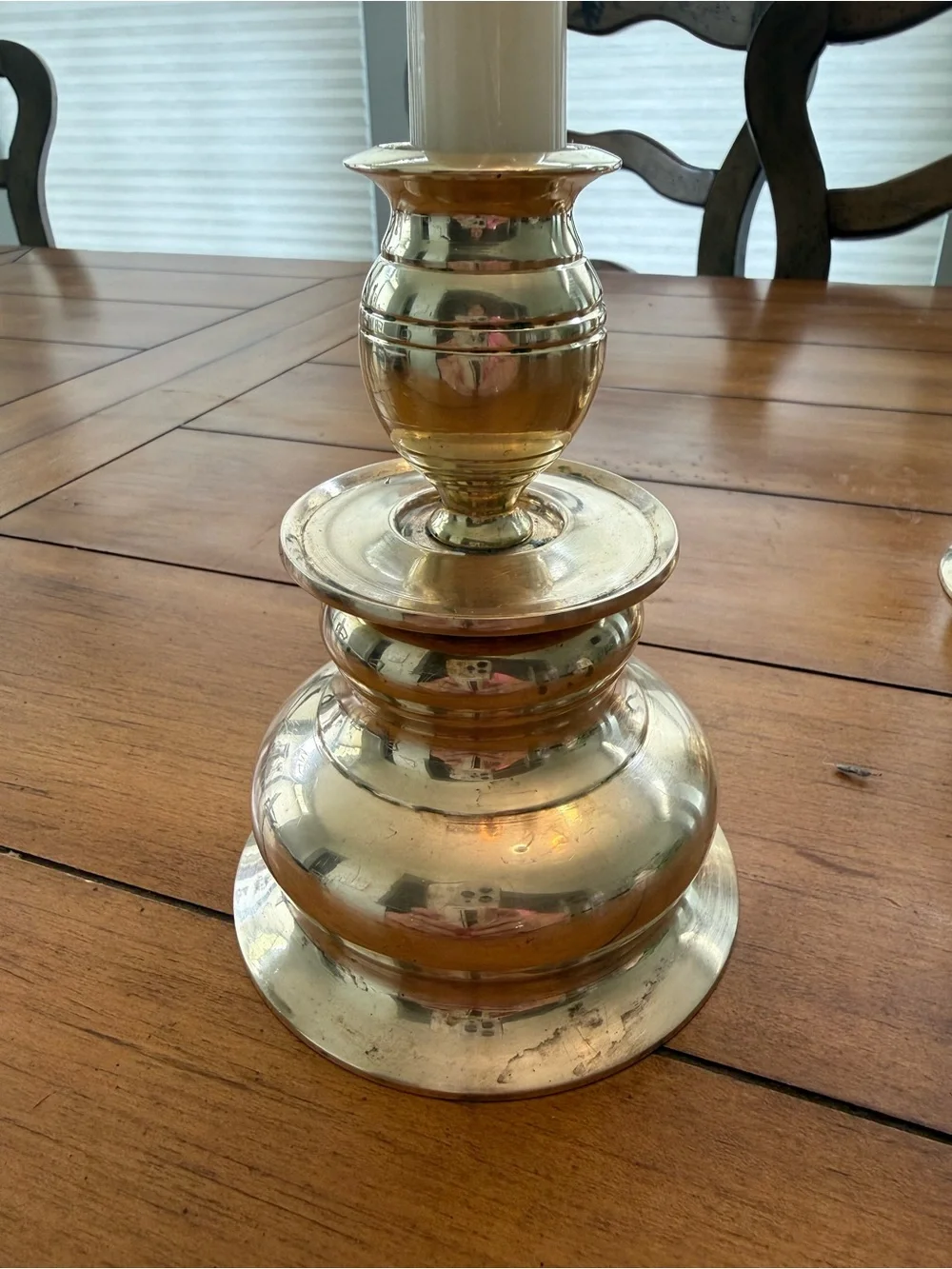 Vintage Heavy Brass Taper Candle Holders with Hollywood Regency Style - Set of 2